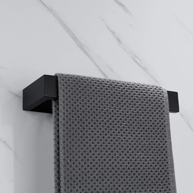 Juego de accesorios de baño negro mate, Kit de Hardware de montaje en pared, colgador de toallas de mano, soporte para rollo de papel higiénico, estante para bata, gancho para riel - Image 4