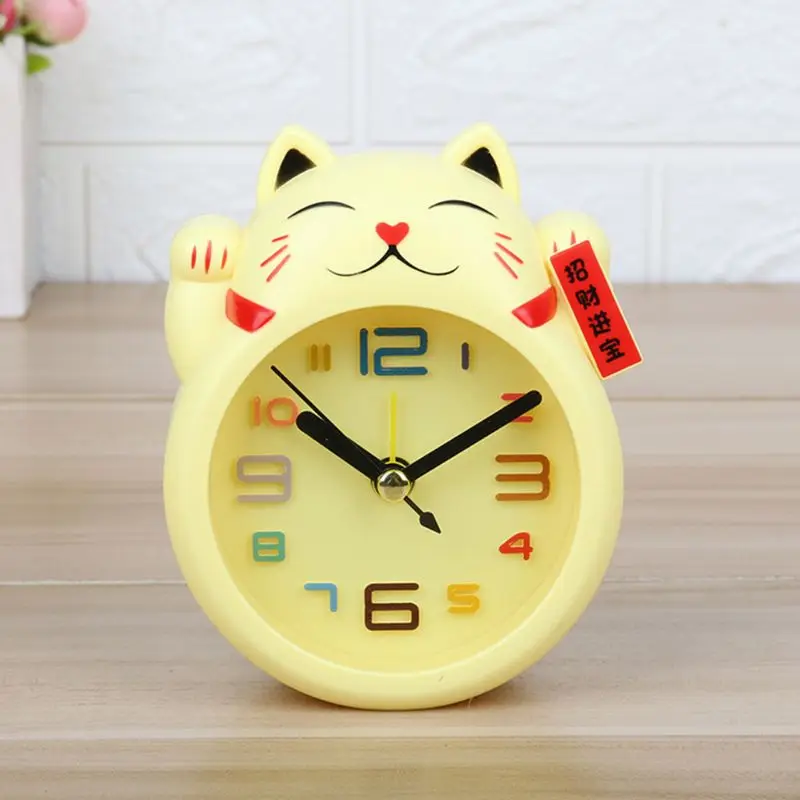 Китайский Lucky Cat часы Feng Shui рисунок Часы В красочной коробке детский будильник |