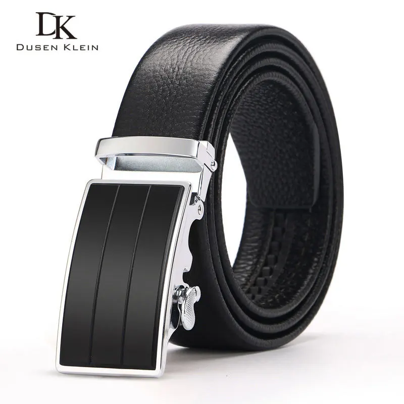 

New leather Belt Dusen Klei Black Buckle Cowskin Leather Men's Belts Strap Male waist belt DK-T114