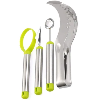 

4 Pack Watermelon Windmill Cutter, Stainless Steel Watermelon Slicer, Fruit Corer Cutter,Melon Baller Scoop