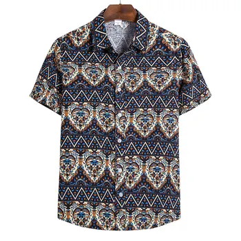 

2020 New Style Men Summer Loose-Fit Leisure Party Cardigan Short-sleeved Shirt
