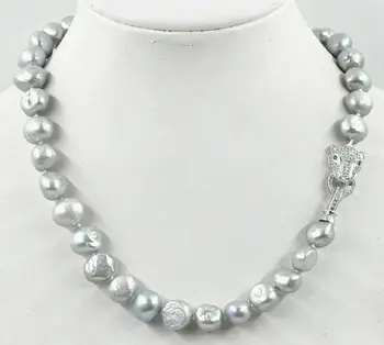 

Natural 10-11 mm Gray Baroque Freshwater Pearl Necklace 18"