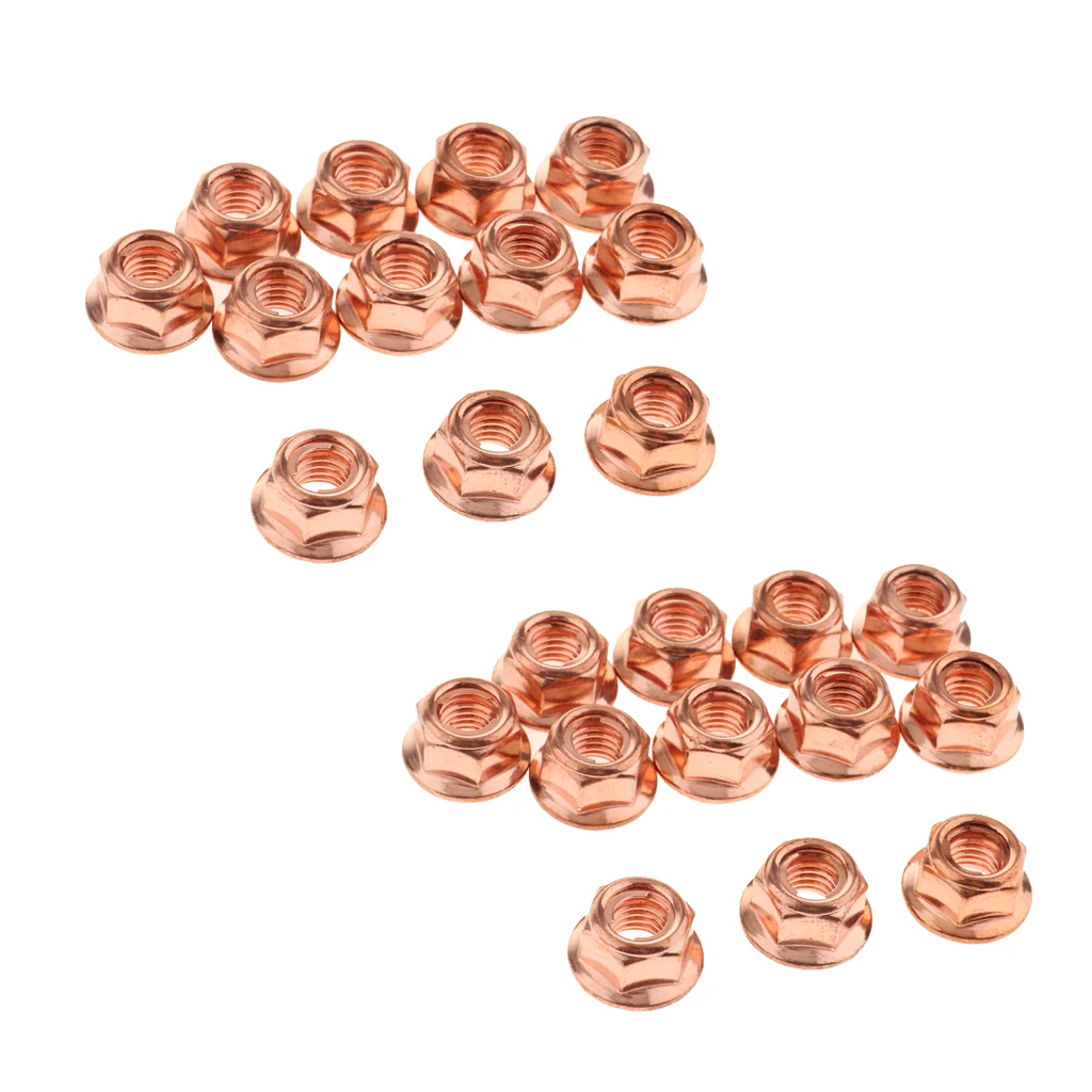 24x Copper Nuts BMW E30 Exhaust Manifold Pipe Head Nuts Stud M8 Flange Copper exhaust gasket