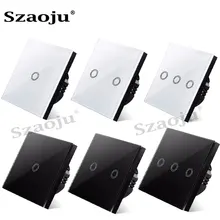 

EU Standard Wall Touch Light Switch,Touch Switch Wall Power Sensor Switch, White Crystal Glass Panel, With LED Backlight， AC220V