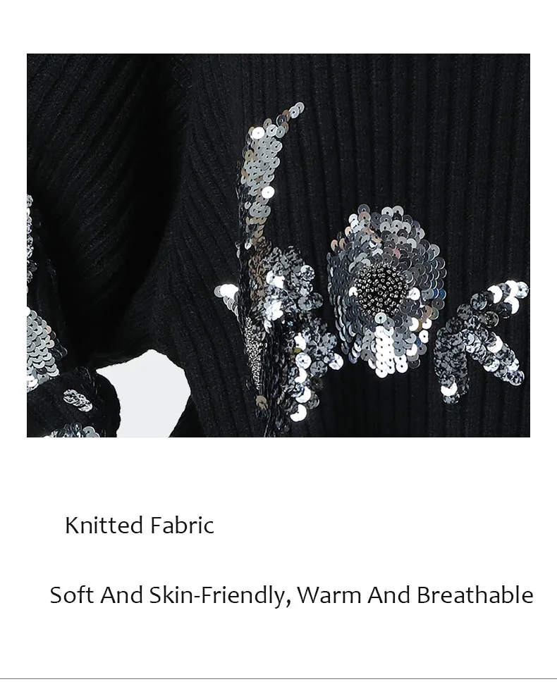 Модный Блестящий черный свитер с блестками, женский теплый плотный вязаный пушистые свитера с длинными рукавами «летучая мышь», Зимний пуловер большого размера