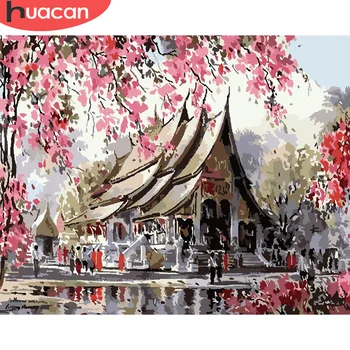 

HUACAN Paint By Number House Drawing On Canvas HandPainted Painting Art Gift DIY Pictures By Number Flower Tree Kits Home Decor