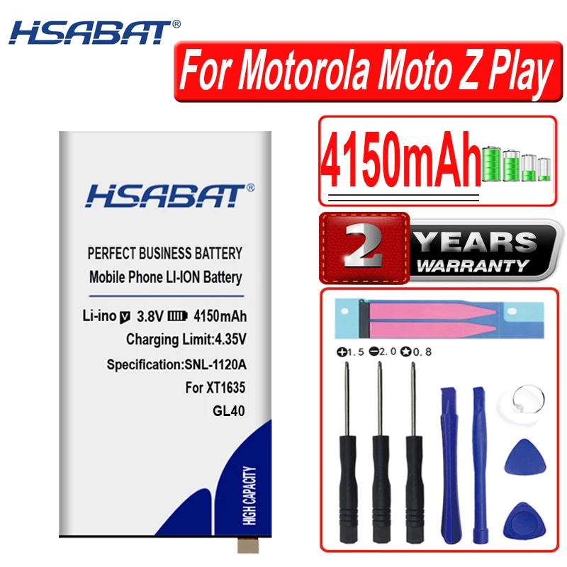 Аккумулятор HSABAT GL40 4150 мАч для Motorola Moto Z Play Droid XT1635 XT1635-01 XT1635-02 SNN5974A | Мобильные