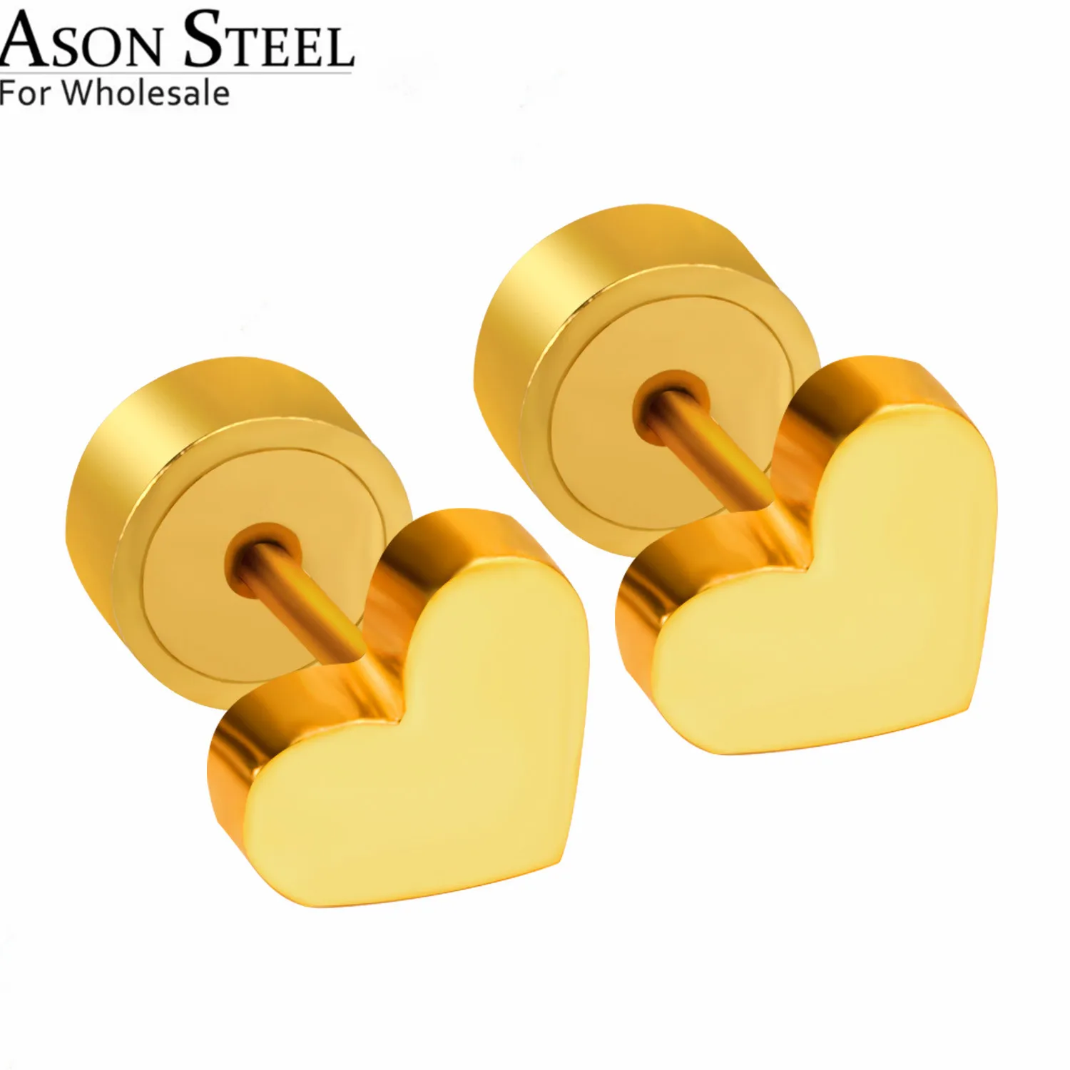 ASONSTEEL 316L Stainless Steel Heart Small Stud Earrings Set Jewelry for Women Men Gold Silver Color Children Earring | Украшения и