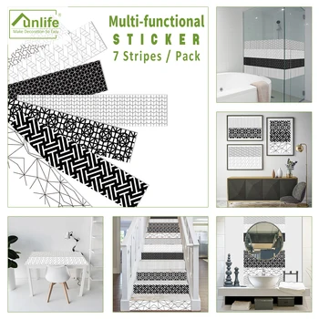

Funlife 21x100cmx7pcs Mosaic Geometric Adhesive Sticker Kitchen Bathroom Waterpoof Home Tile Sticker Functional Wall Sticker