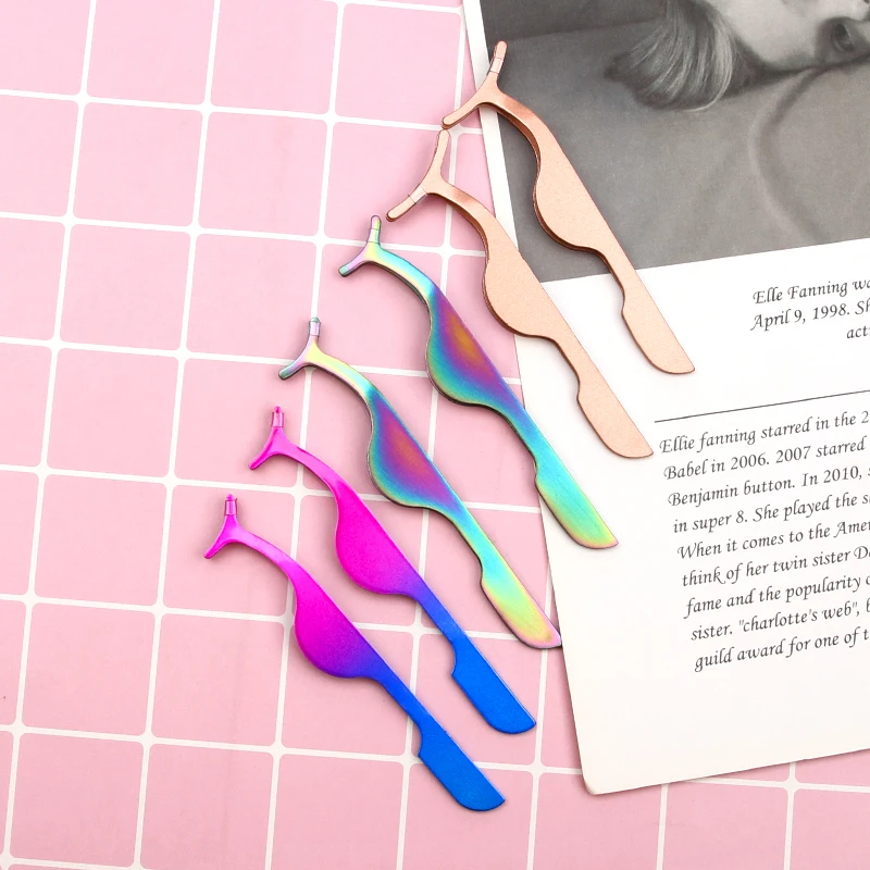 False Eyelash 1pc Tweezers False Eyelashes Applicator Eyelash Extension Curler Nipper Auxiliary Clamp Makeup Forceps Tools