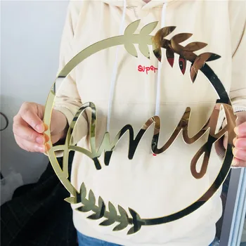 

Personalized Door Sign Name Personalized Mirror Gold Wedding Name Sign Custom Baby Shower Signature Party Room Decor Laser Cut