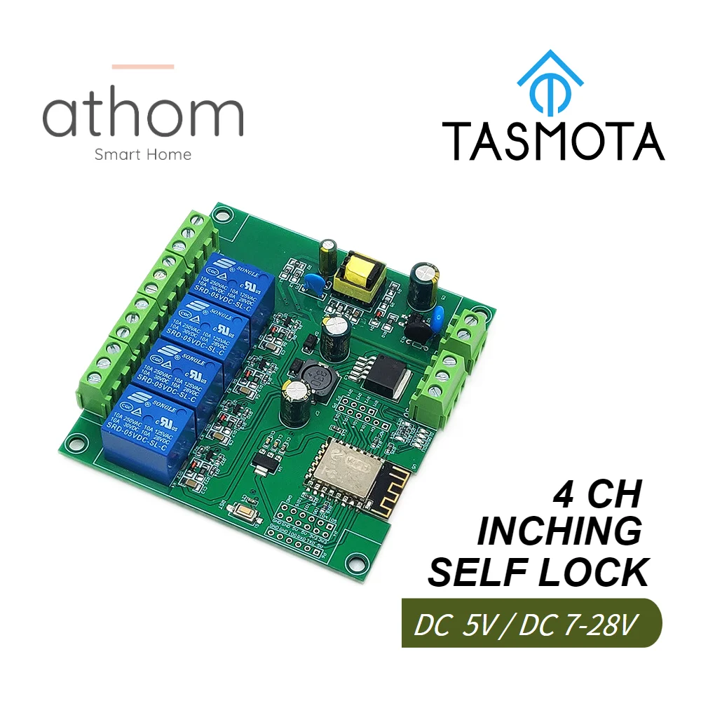 Athom Tasmota 4ch Módulo de Relé Wifi Avançando Interruptor de Entrada de Controle de Portão de Acesso de Auto-bloqueio dc 5v 12v 7v30 Ac90250v v - Image 2