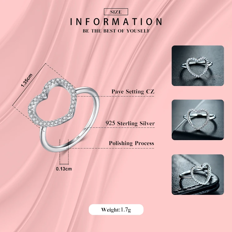 LOVE♡ 2023 New Design Fashion Solid 925 Sterling Silver Heart