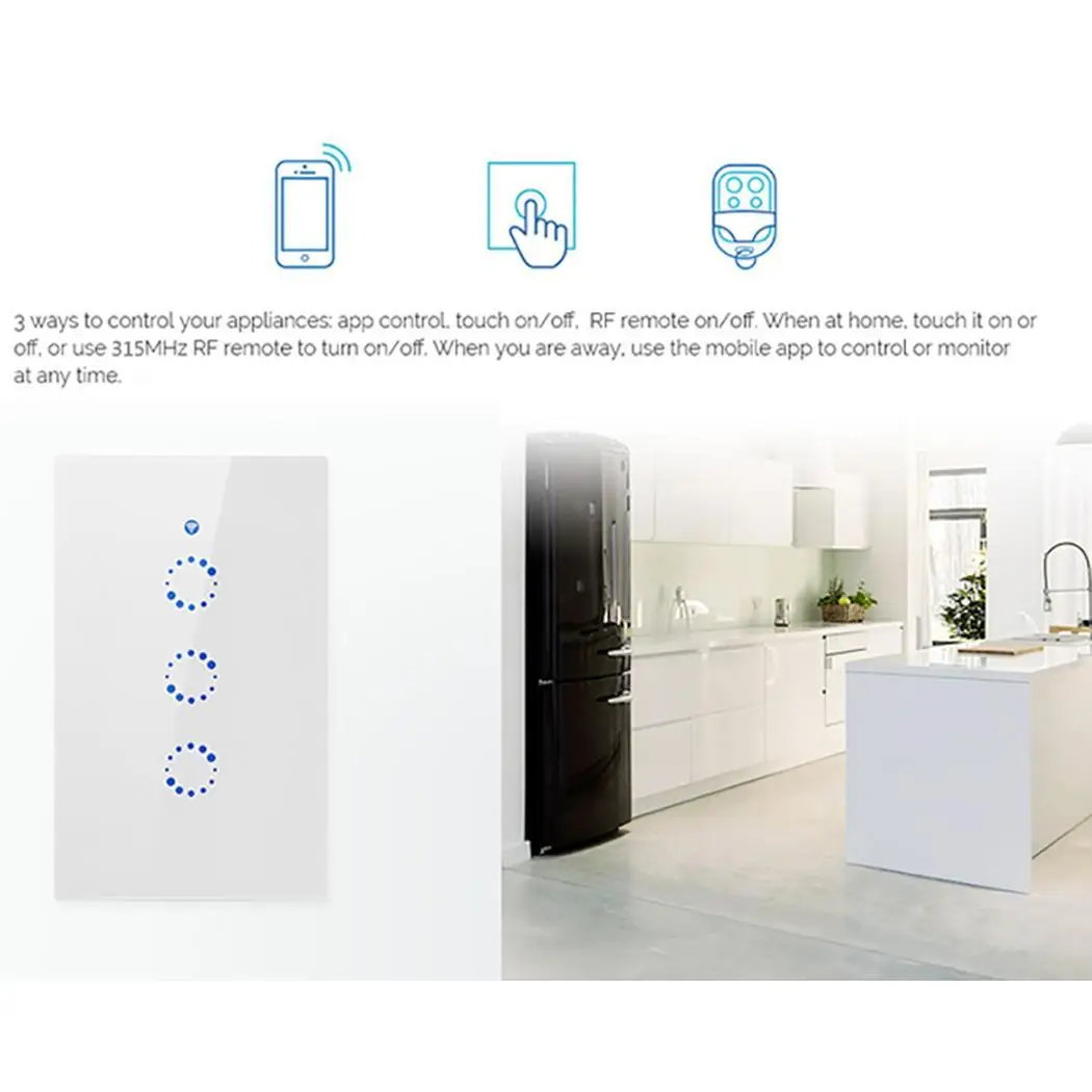 T1 US Smart Wifi настенный выключатель света приложение дистанционное управление 600 Вт/банды дома, офиса вкл/выкл Умный дом WiFi сенсорный переключатель