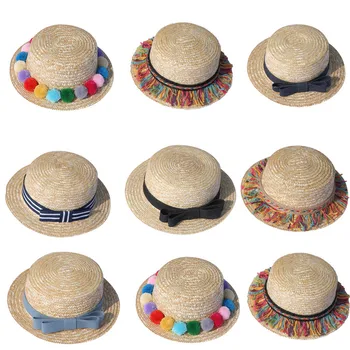 

Beach Caps Summer Parent-child Women Baby Kids Girl Beach Bow Straw Flat Brim Hat Hiking Cap Travel vacation Sunscreen hat 2020