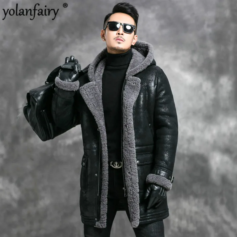 Sheep Shearling Jacket Men Winter Real 