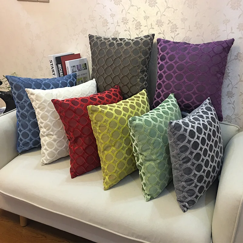 

45*45cm Solid Color Lattice Throw Cushion Cover Home Decoration Sofa Bed Pillowcover Decorative Office Bedside Pillowcase 40799