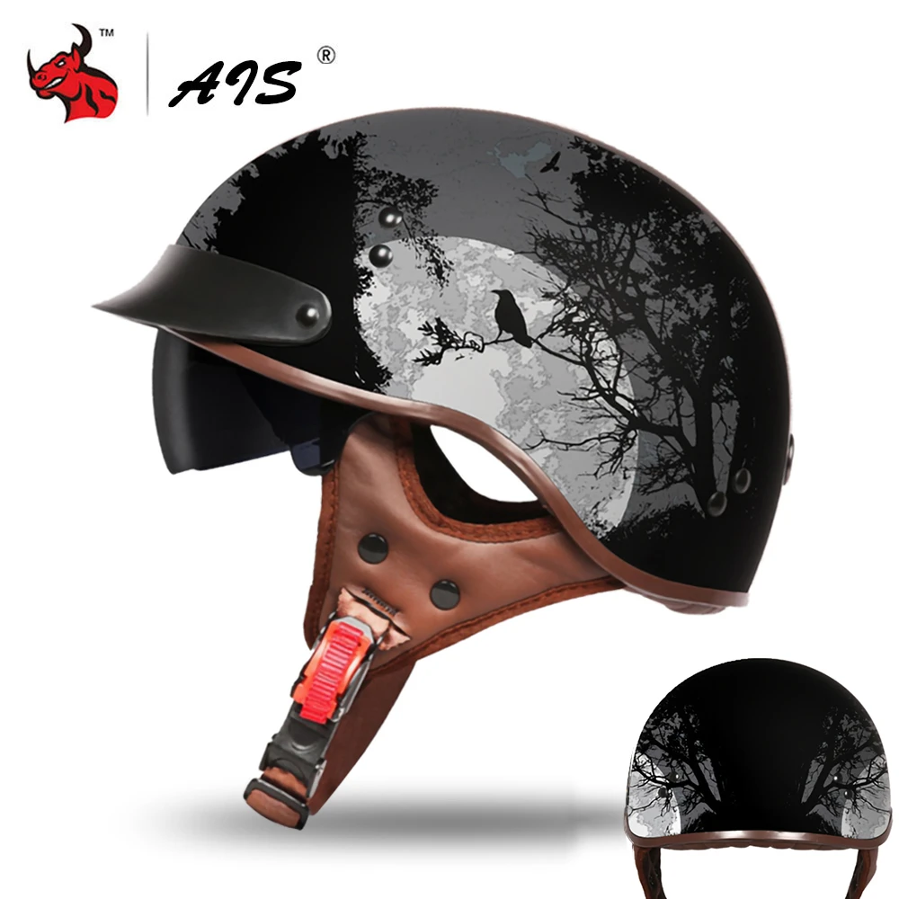 AIS Retro kask motocyklowy Vintage kask Moto lato otwarta twarz skuter  rowerzysta wyścigi motocyklowe kask jeździecki Casco Moto|Kaski| -  AliExpress