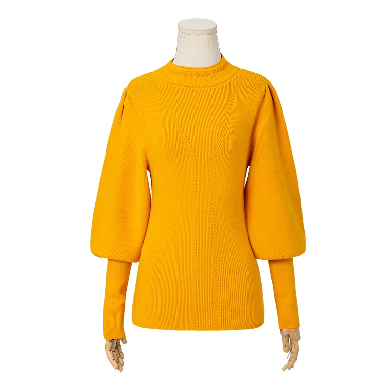 ARTKA 2019 Autumn Winter New Women Sweater Solid Color Elegant Slim Turtleneck Sweater Vintage Lantern Sleeve Sweaters YB11897D
