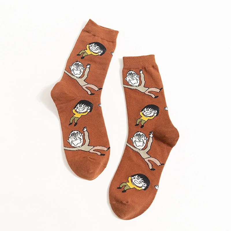 Dreamlikelin забавные носки женские Харадзюку с рисунками из мультфильмов Chibi Maruko милые носки хипстерские женские носки для скейтбординга - Цвет: Coffee