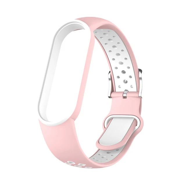 Belt For Xiaomi Mi Band 5 6 Two-color Silicone Bracelet Sport Breathable Strap For Miband 5 Miband6 Replacement Wristband pink white