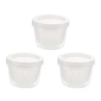 

3PCS Fridge Preservation Storage Box Circular Draining Sealing Case for Gingers Garlics Chopped Green Onions (White)