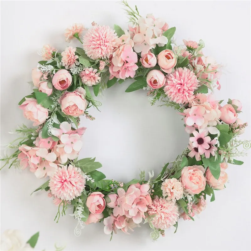 

Artificial Flower Wreath Fake Silk Rose Peony Wreath Window DIY Wedding Decoration Colorful Garland Home Wall Hanging Door Decor