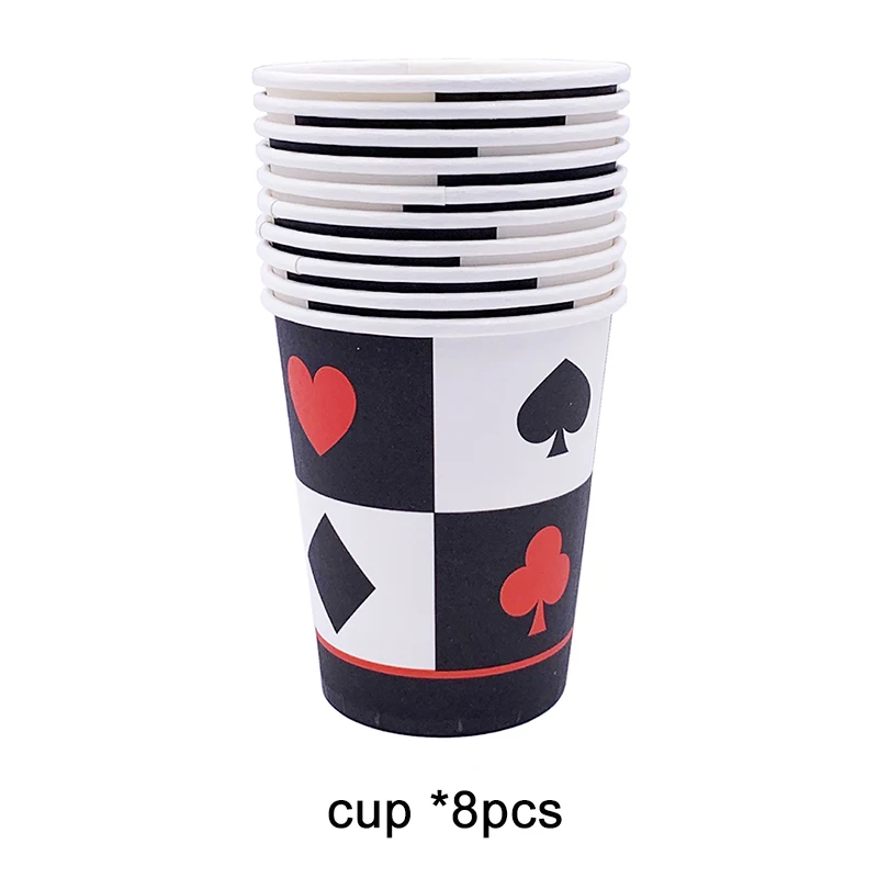 cup x8pcs Лас-Вегасе, казино, украшения для тематических вечеринок, одноразовая посуда, набор, покер, Декор Для холостяка, вечерние, для взрослых, на день рождения, воздушный шар - Цвет: cup x8pcs