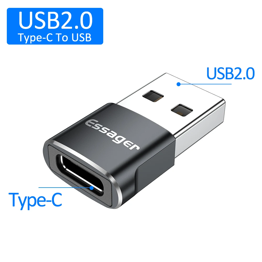 Essager USB 3.0 Type-C OTG Adapter Type C USB C Male To USB Female Converter For Macbook Xiaomi Samsung S20 USBC OTG Connector cell phone plug adapter Adapters & Converters