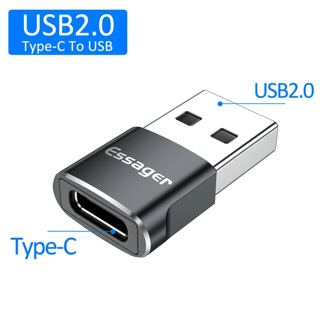 Essager USB 3.0 Type-C OTG Adapter Type C USB C Male To USB Female Converter For Macbook Xiaomi Samsung S20 USBC OTG Connector Black C to USB 2.0