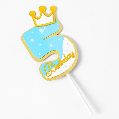 1pcs/Lot Frozen Elsa Anna Princess Cake Cupcake Toppers Cake Flag Girls Birthday Party Decoration Anniversaire Cake Supplies Blue-5
