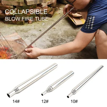 

Outdoor Blow Fire Tube Tool Gear Fire Bellow Collapsible Stainless Steel Telescopic Blowing Fire Pipe Camping Fireplace