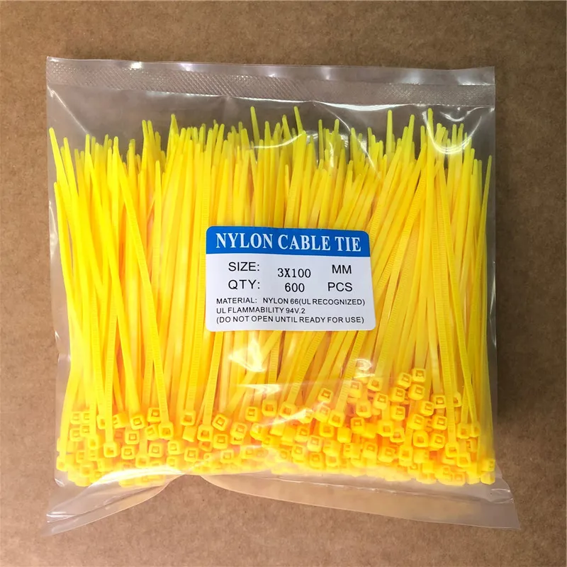 600Pcs Zip Ties 3x100mm Nylon Self-Locking Cable Ties Color Plastic Zip Ties Velcro Cable Ties  Cable Organizer Wire Strap