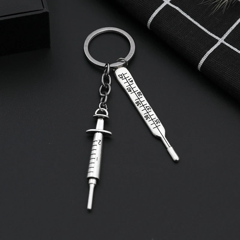 

Doctor Nurse Medical Tools Key Chain Fashion Mini Syringe Stethoscope Thermometer Pendants Cute Keychain Graduation Jewelry Gift