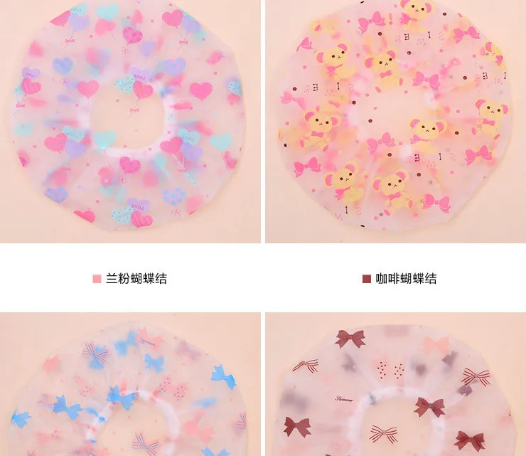 Dot Waterproof Shower Cap Thicken Elastic Bath Hat Bathing Cap for Women Hair Salon Bathroom Products 1pc Color Random
