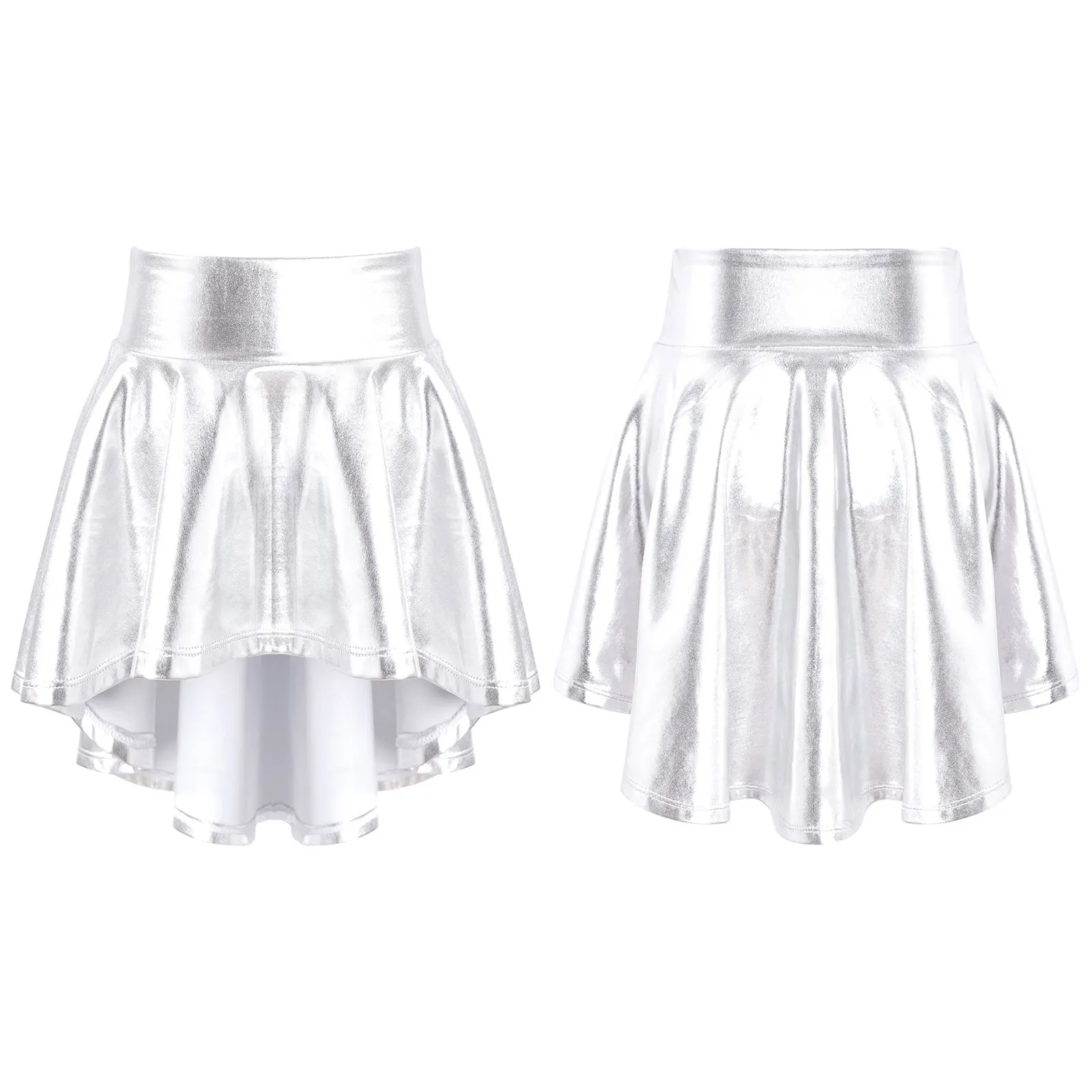 6-14 Kids Girls Bronzing Cloth ƾ  ǻ ָ ÷ Ruffle ұĢ   ĿƮ Stage Performance Clothes