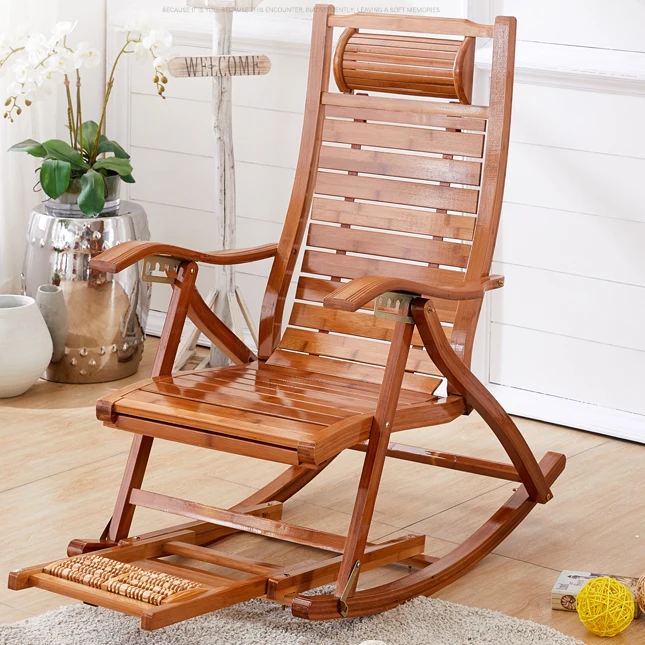 

Summer Bamboo Recliner Rocking Chair Folding Balcony Backrest Lunch Break Cool Chair Old Home Leisure Lazy Cool