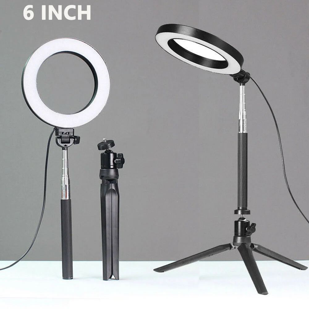 LED Ring Light 6 8 Inch Ring Lamp Bluetooth USB Plug with Selfie Stick Tripod Phone Holder for YouTube Photography Video light 3