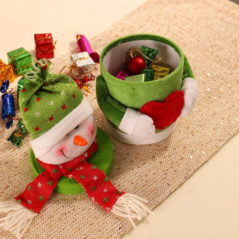 

Cute Christmas Candy Storage Jar Biscuit Food Storage Box Snowman Santa Claus Decor For Children Gift Festive Party Supplies