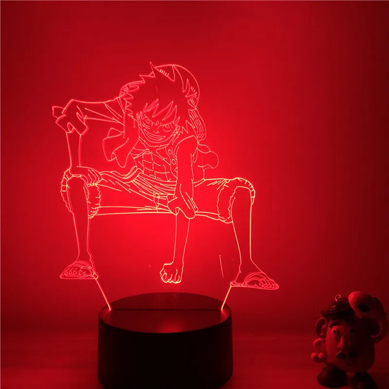 3D светодиодный Ночной светильник Аниме One Piece Lfuyy Gear 2 осанка Ver. Фигурка 7 цветов