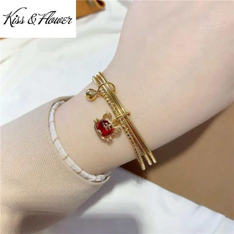 

Красивые ювелирные изделия KISS & FLOWER BR244, оптовая продажа, Модный женский свадебный подарок невесты на день рождения, винтажные тигровые колокольчики, цвет 24 к