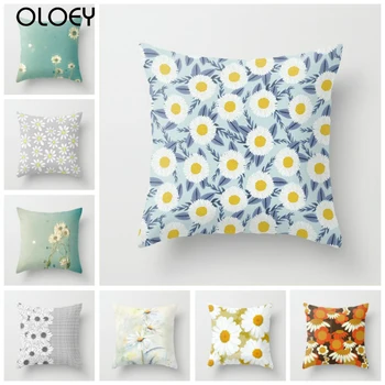 

Geometric Cushion Cover Polyester Chrysanthemum Printed Pillows Case Modern Nordic Decorative Throw Pillow for Home Sofa Chair