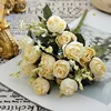 YO CHO Artificial Flower 15 Heads Silk Rose Flower Girl Wedding Mini Bouquet Champagne Blue DIY Home Party Wedding Decoration ► Photo 2/6