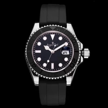 

Luxury Brand New Black Rubber Silver Rose Gold Ceramic Bezel Men Watch Sapphire Waterproof Automatic Mechanical Sports Watches