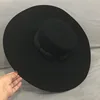 New Retro Style Big Warm Wide Brim Wool Fedora Hat Black Felt Hat Bow Flat Floppy Winter Hat for Women Party Church Wedding Hat ► Photo 2/6