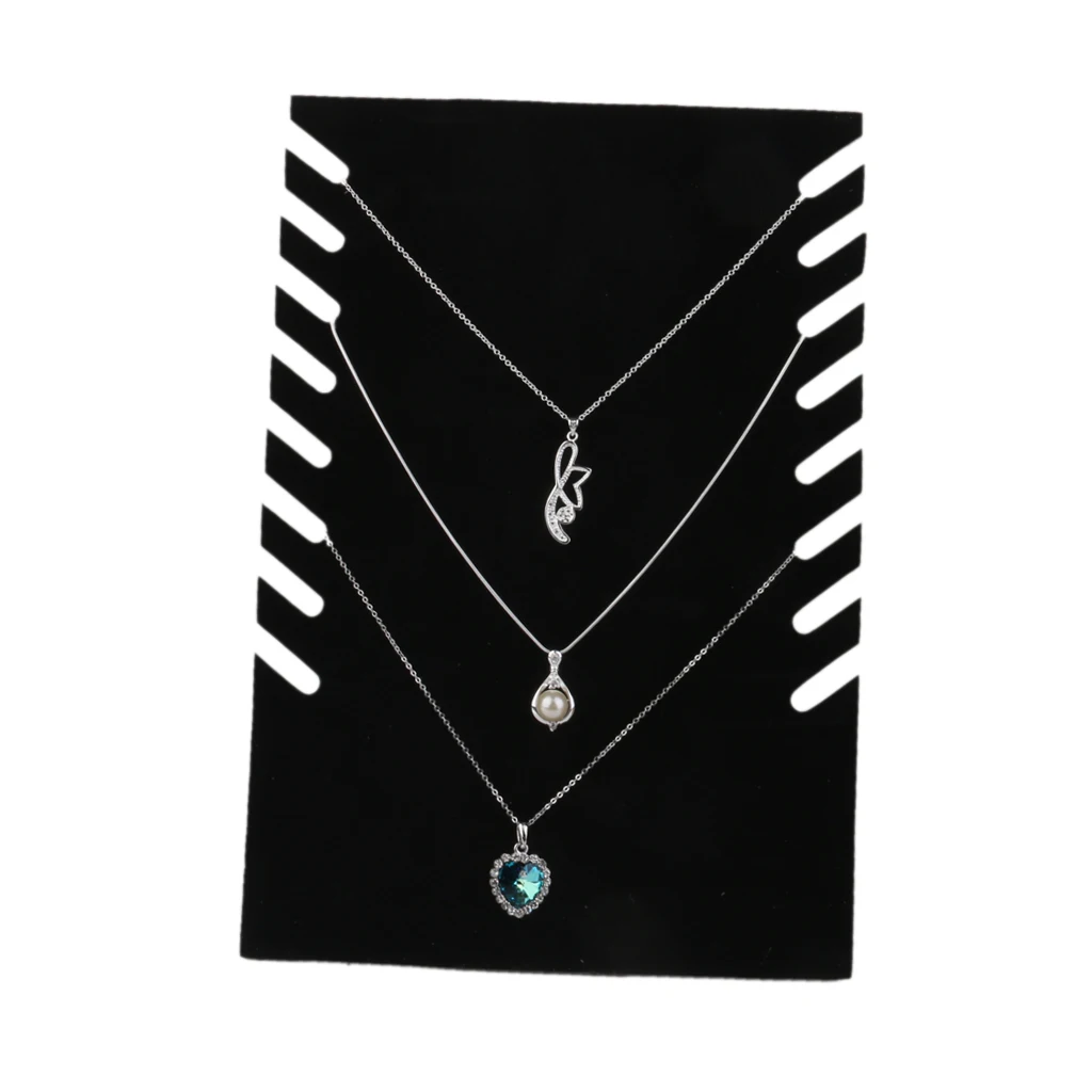 Black Velvet Jewelry Chain Necklace Pendant Jewelry Display Stand Holder Showcase 28 x 19.1 x 0.3cm