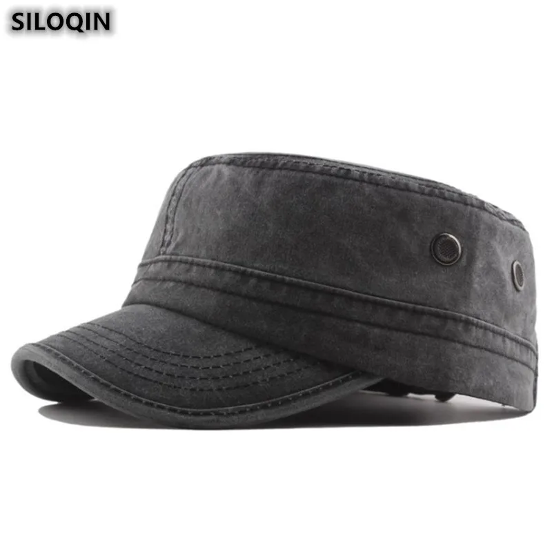 SILOQIN, мужская Кепка с плоской подошвой, армейская Военная Кепка, хлопковая кепка с эффектом потертости, Мужская модная брендовая Кепка