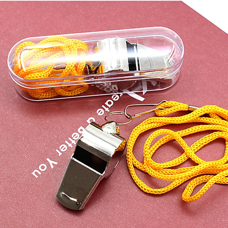 

1PC Stainless Steel Whistle Referee Whistle Metal Sports Whistle Training School Cheerleading Tools with Lanyard And Storage Box