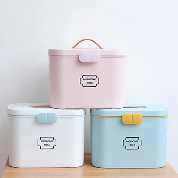 

First Aid Kit Home Plastic Storage Box Portable Medical Kit Box Organizer Cabinet Family Emergency Kit Box 2 Layers