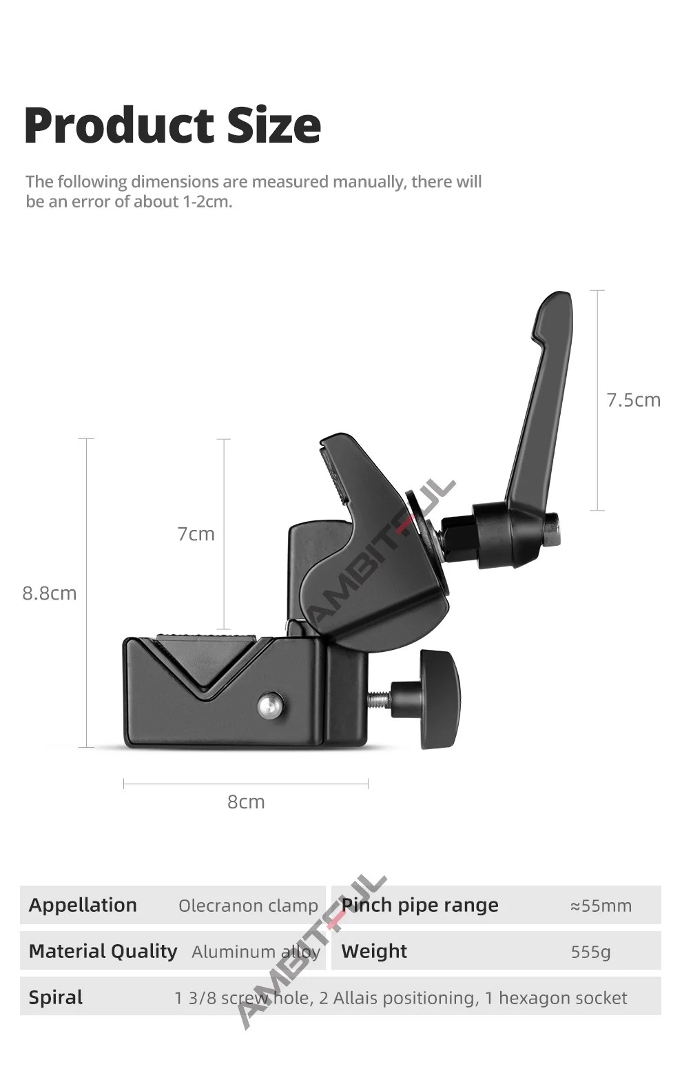 Profession Olecranon C Type Clip Photography Clip for Godox S-type Speedlite Fl